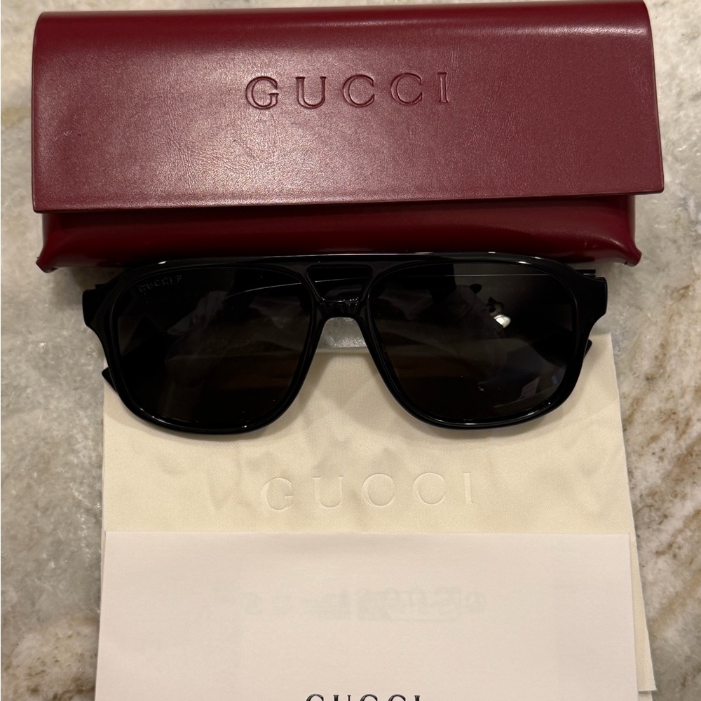 Gucci Black Sunglasses with Burgundy Case
